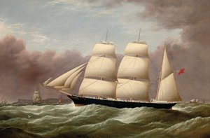 The Barque Alfred Hawley off the Skerries on Her Way into Liverpool by G. Dell