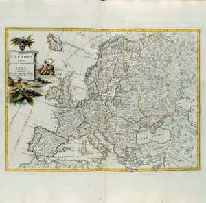 Europe divided into its main states, engraving by G. Zuliani taken from Tome I of the Newest Atlas published in Venice in 1776 by Antonio Zatta by G. Zuliani
