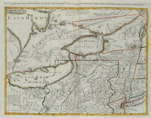 Pennsylvania, New York, southern New Jersey, with the western part of Connecticut, Massachusetts Bay and Land of the Iroquois, engraving by G. Zuliani taken from Tome I of the 