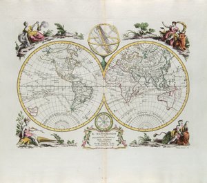 World Map and a general description of the globe, engraving by G. Zuliani taken from Tome I of the Newest Atlas published in Venice in 1774 by Antonio Zatta