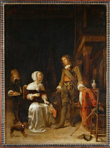 Military man visiting a young woman