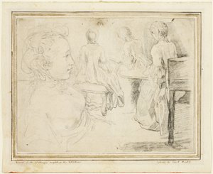 Four Views of a Young Woman by Gabriel Jacques de Saint Aubin