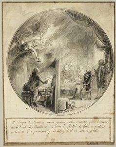 Gabriel de Saint-Aubin Executing the Portrait of the Bishop of Chartres
