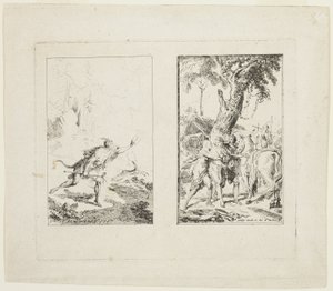 Vignettes for the "New Voyages to the West Indies" by the Chevalier Bossu