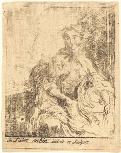 Young Woman on the Terrace by Gabriel Jacques de Saint Aubin