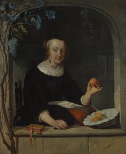 A Woman Seated at a Window by Gabriel Metsu