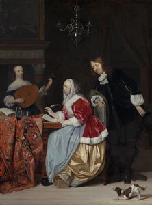 A Young Woman Writing Music by Gabriel Metsu