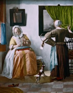 G. Metsu, Lady Reading a Letter and Maid