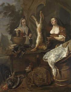 Woman Selling Game from a Stall by Gabriel Metsu