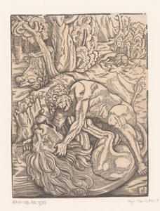 Hercules Fighting the Nemean Lion by Gabriel Salmon