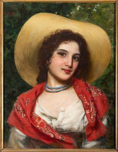 Girl wearing a Yellow Hat by Gaetano Bellei