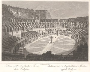 Inside the Flavian Amphitheater called Colosseum by Gaetano Cottafavi