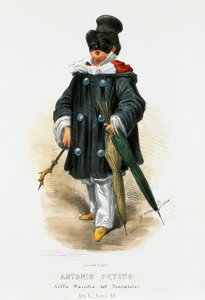 The actor Antonio Petito in stage costume in the parody The Troubadour by Gaetano Dura