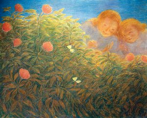 Flowers and Butterflies by Gaetano Previati