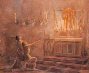 Ugo and Parisina in the Chapel of Loreto by Gaetano Previati