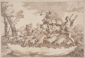A Pastoral Journey with a Child in a Basket on Horseback