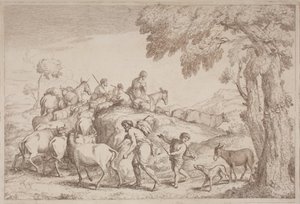 An Elderly Shepherd Seen from Behind by Gaetano Zompini, after Giovanni Benedetto Castiglione