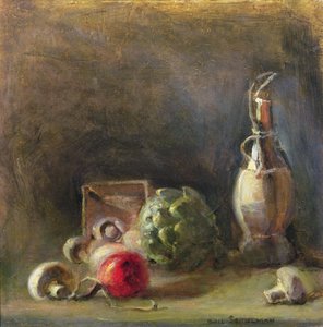 Wine Jug with Artichoke and Mushrooms