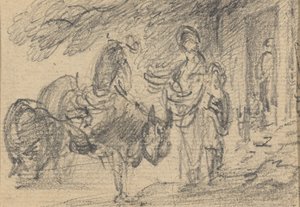 Figures and Horses near a Doorway by Gainsborough Dupont