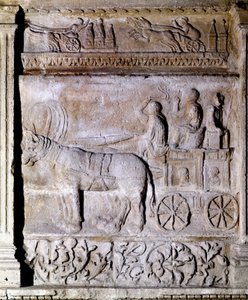 Low Relief from the Gallo-Roman Period Depicting a Chariot Fired by Horses, Avignon, Musee Calvet