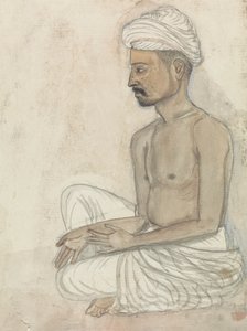 Barechested Man Sitting Crosslegged by Gangaram Chintaman Tambat