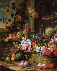 Still Life of Fruit and Flowers by Gaspar Pieter II Verbruggen