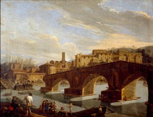 View of the Tiber at the Level of the Broken Bridge in Rome