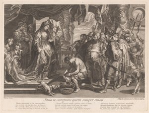 Thomiris Dips the Head of Cyrus in a Bowl of Blood by Gaspard Duchange (attributed to)