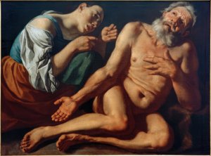 Job Mocked by His Wife by Gaspare Traversi