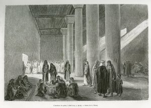 Inside the Palace of Emir Muhammad Ibn Abdullah Al Rashid in Hail, Saudi Arabia (engraving by G. Vuillier, to illustrate the story 