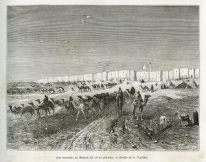 The walls of Meshed Ali are located in the mosque of Najaf (Iraq) and the pilgrims gather to celebrate Ali Ibn Abi Talib. Engraving by G. Vuillier, to illustrate the story La Syria d
