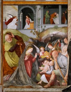 Adoration of the Shepherds with Musician Angels, Annunciation and Visitation
