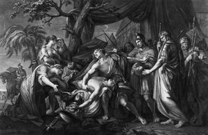 Achilles laments the death of Patroclus, engraved by Domenico Cunego, 1764