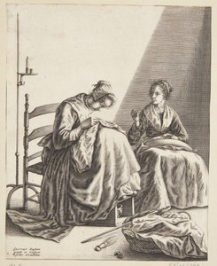 Two Women Sewing by Geertruyt Roghman