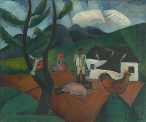 Farmyard by Gejza Schiller