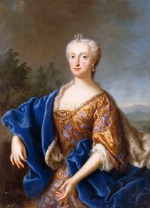 Portrait of Maria Amalia, standing three-quarter length, wearing an embroidered gown