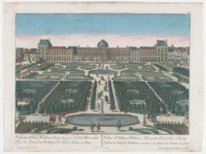 View of the Palais des Tuileries in Paris from the Tuileries Garden