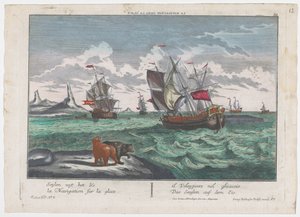 View of Ships Sailing on the Ice Sea (Whale Hunting for Greenland)