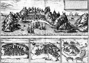 Views of Aden, Mombaza, Quiloa and Cefala, from Georg Braun