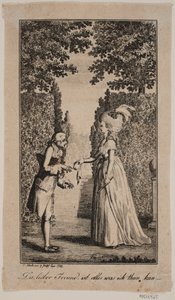 Illustration with Lady and Gentleman in a Park by Georg Christian Schule