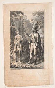 Illustration with Gentleman and Lady in Landscape