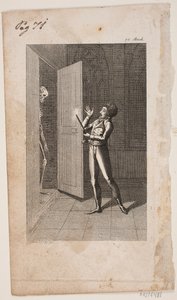 Illustration with Young Man and Skeleton by Georg Christian Schule