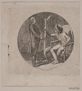 Vignette with Priest and Elderly Man by Georg Christian Schule