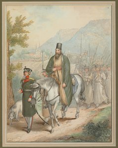 Russian Soldiers Accompanying a Priest on Horseback
