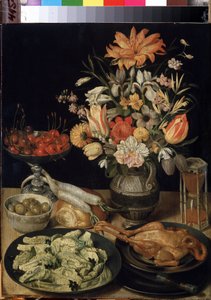 Still Life with Flowers and Snack by Georg Flegel