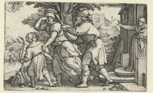 Abraham Expels Hagar and Ishmael (Story of Abraham) by Georg Pencz