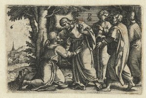 Christ heals a leper (Life of Christ series) by Georg Pencz