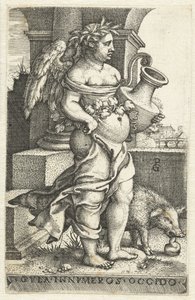 Gluttony (Gula), Gvla Innvmeros Occido (title on object), Seven Deadly Sins (series title) by Georg Pencz