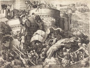The Taking of Cartagena by Georg Pencz after Giulio Romano