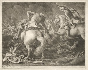 Skirmish between Prussian and Hungarian Hussars by Georg Philipp I Rugendas